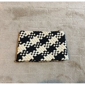 Naghedi Black & Cream  Woven Clutch